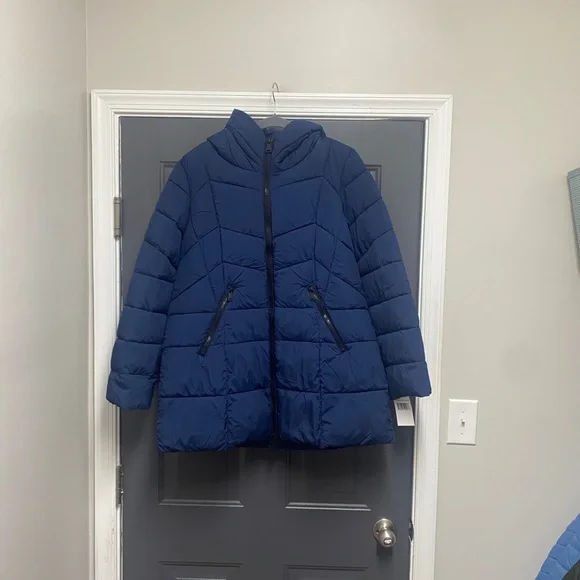 Bernardo hooded quilted puffer coat,zip-front closure & side zip pockets XL NWT - Picture 4 of 10